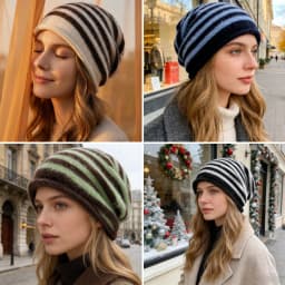 Hot Sale Fashion Woman Slouchy Beanie Casual Stripe Design Y2K Winter Hats For Female