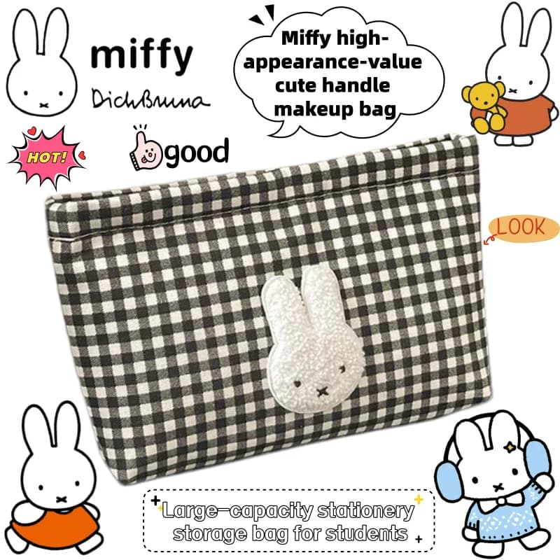 New Miffy Cute Kawaii High-Value Gift Makeup Bag Two-Dimensional Cartoon Creative Student Large Capacity Stationery Storage Bag