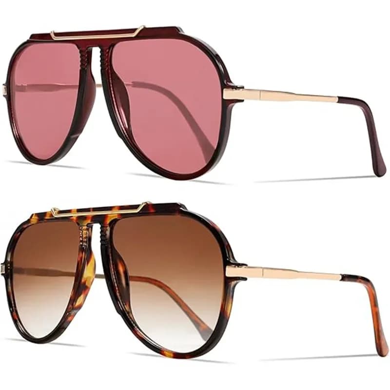 Luxury Brand Retro Oversized Big Frame Women Sunglasses Gradient Tea Color Oval Pilot Shades UV400 Cool Men Vacation Sun Glasses