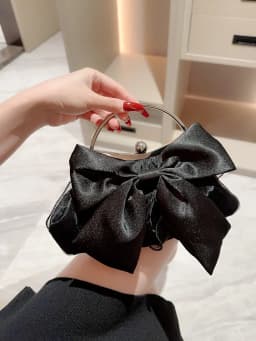 White Satin Bow Fairy Evening Bags Clutch Metal Handle Handbags for Women Wedding Party Bridal Clutches Purse Chain Shoulder Bag