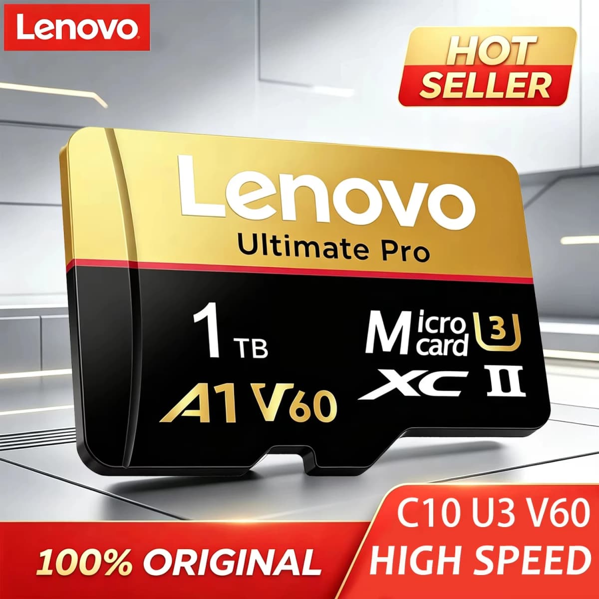 Lenovo Original 128GB Micro SD Card UHS-I A1 V60 Memory TF Card for Smartphone Camera Drone 4K Video Recording