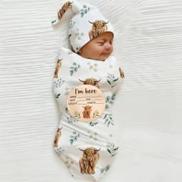 Ylsteed Newborn Photography Cow Swaddle Blanket With Knot Hat Set Soft Infant Photography Wrap Baby Shower Birth Announcement-HD