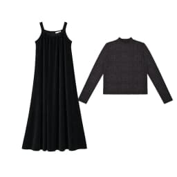 Teen's Girls Sleeveless Maxi Dress Black Velour And Ribbed Mock Neck Top Comfortable Fit Casual Maxi Dress Sizes XS-3XL