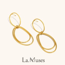 La. Muses Simple Line Stainless Steel Women's Earrings PVD Gold Plated Trendy Daily Jewelry Accessories Gifts