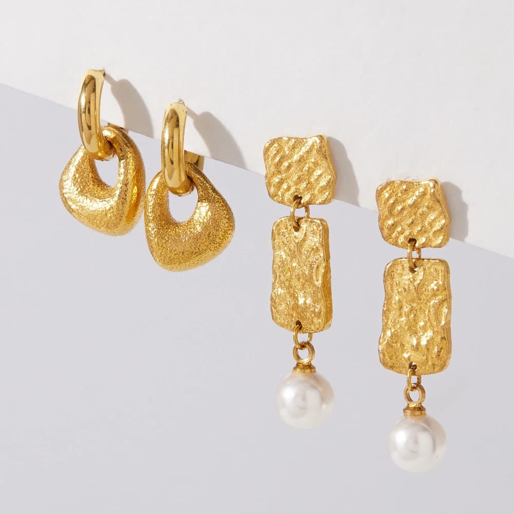 Uworld Classic Geometric Drop Earrings For Women Minimalist 18K Gold PVD Plated Stainless Steel Earrings Fashion Jewelry Gift