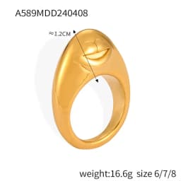 316L Stainless Steel Chunky Rings For Women 18K Gold Plated Waterproof Non Tarnish Women's Big Zircon Ring Luxury Woman Jewelry