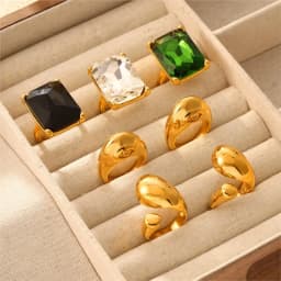 316L Stainless Steel Chunky Rings For Women 18K Gold Plated Waterproof Non Tarnish Women's Big Zircon Ring Luxury Woman Jewelry