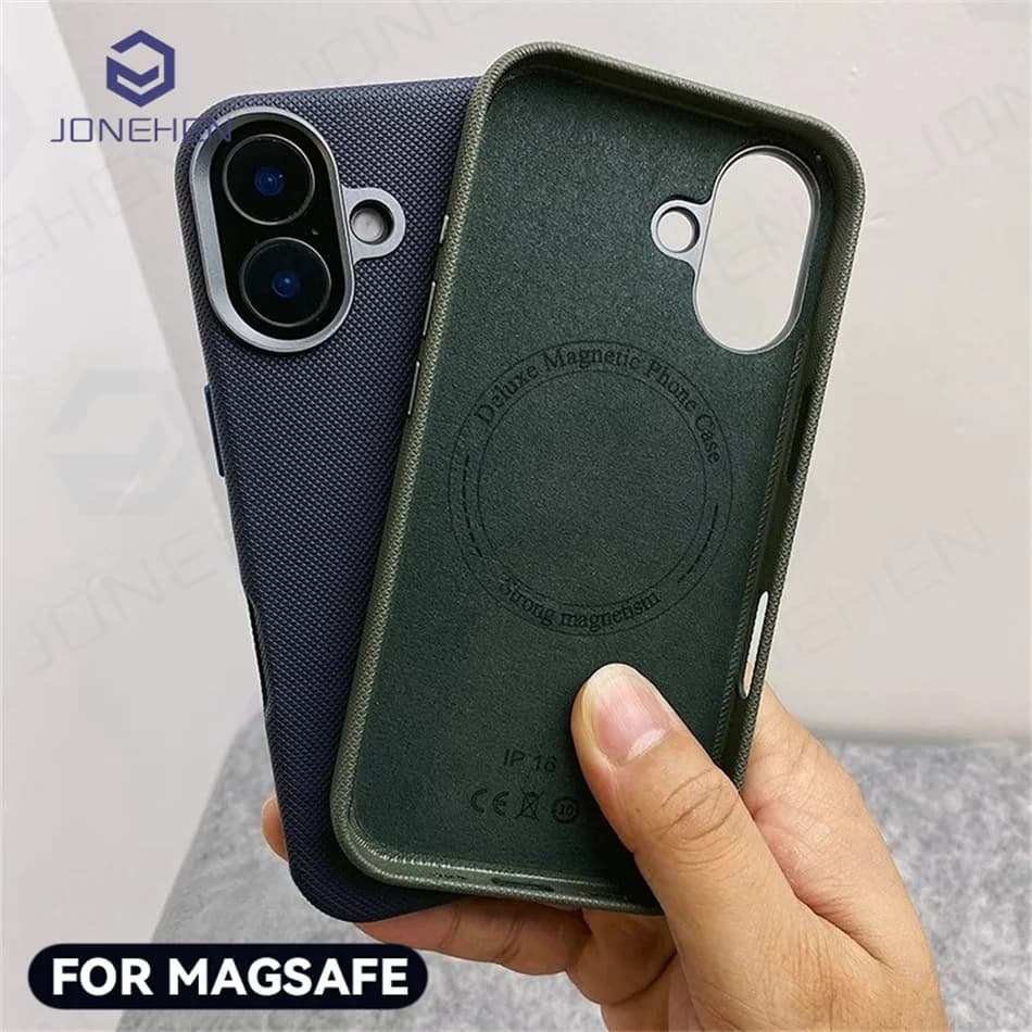 Luxury Diamonds Texture Leather Magnetic Case For iPhone 16 Plus 15 14 13 17 Pro Max Shockproof Retro Cover For Magsafe Charge