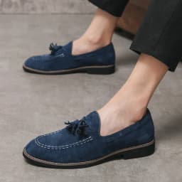 New Tassel Loafers Men's Green Brown Pointed Suede Leather Casual Shoes Wedding Dress Homecoming Footwear Zapatos Hombre