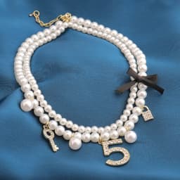 Fashion Double Layer Pearl Necklaces Crystal 5 Letter Key Lock Charms Pendant Top Fashion Jewelry Handmade Z025