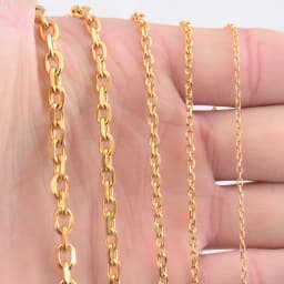 Mens and Women Link Cuban O-Chain Gold Color Plated Choker Stainless Steel Necklace Oval Jewelry Accessories for DIY Gift