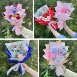 Cartoon Handmade Hello Kitty Plush Small Pendant Keychains Creative Valentine Christmas Graduation Gifts For Girls