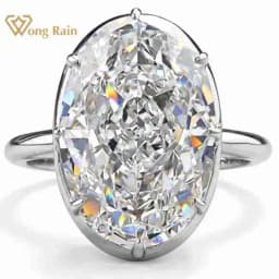 Wong Rain Luxury 925 Sterling Silver Oval Cut 10 * 15 MM Lab Sapphire High Carbon Diamonds Ring Wedding Engagement Fine Jewelry