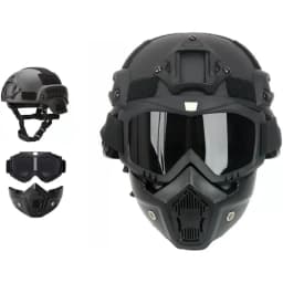 Tactical Full Face Helmet MICH ABS - Detachable Goggles & NVG Bracket for Airsoft CS Outdoor Wargame Protective Gear