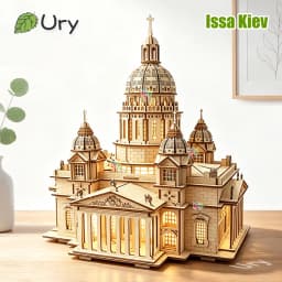 3D Wooden Puzzle Royal Castle Isaac's Cathedral in Russia Model With LED Light Assembly Kits For Adult DIY Decoration for Gifts