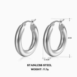 Classic Fashion Smooth Round Hoop Earrings For Women Stainless Steel 5mm Thick Ear Buckle Huggie Earrings Circle Vintage Jewelry