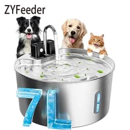 7L/1.8Gal Wireless Charging Sensor Cat Water Feeder Stainless Steel Cat Dog Water Fountain Silent Water Level Window No Plug