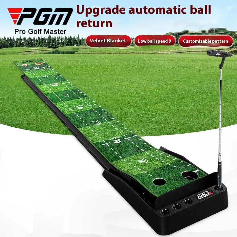 PGM TL021 indoor golf velvet rubber bottom putter trainer practice mat, 3M with return lane