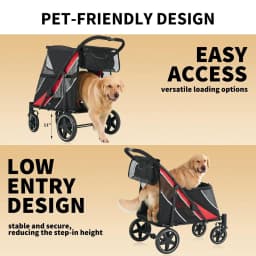 Garvee Multi Functional Pet Cart Lightweight And Foldable Multiple Cats Dogs And Outdoor Carts Heavy-Duty Large Dog Stroller with Mesh Ventilation, Removable Bed, Storage Basket For Dogs Cat