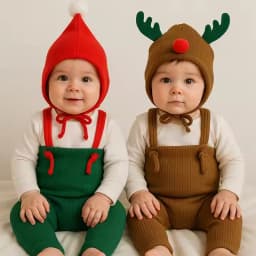 2026 Baby Cute Christmas Clothing Knit Pants with Hat Toddler Girls Boys Trousers New Born Baby Clothes Cotton Newborn Outfits