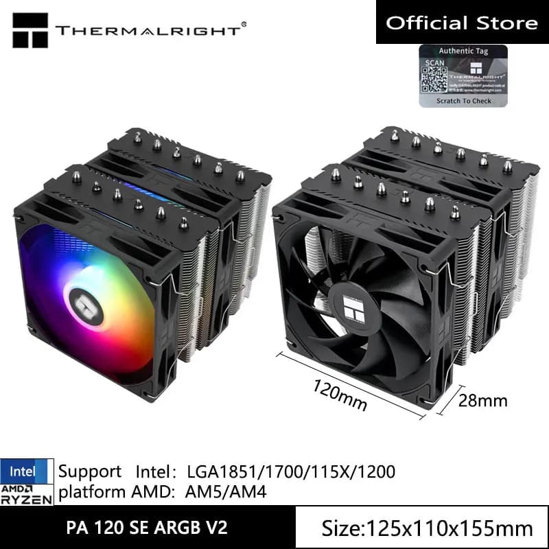 Thermalright Peerless Assassin 120 SE V2 Computer Case Air Cooling Radiator, Support LGA1851/1700/AM5/AM4 with 120x120x28mm Fan