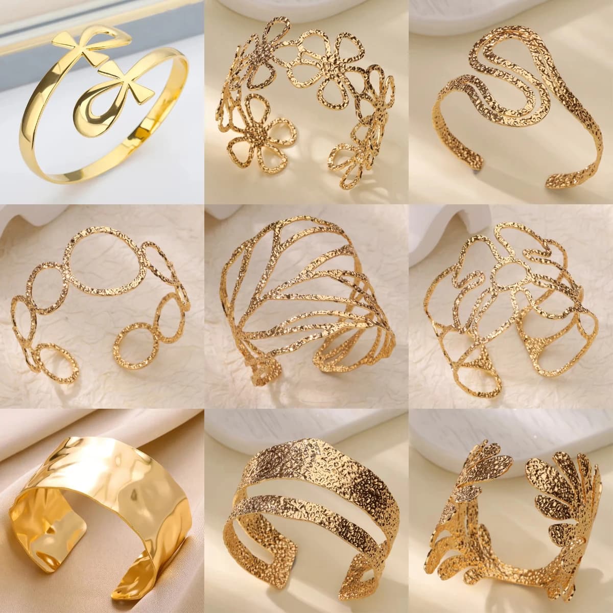 Stainless Steel Bracelet For Women Men Aesthetic Flower Leaf Bangle Opening Gold Color Geometric Bangles Bracelets Femme Jewelry