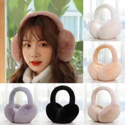 Solid Color Folding Plush Ear Warmer Fashion Winter Earmuffs Thermal Cold Protection Ear Cover Outdoor Skiing Cycling Earflap