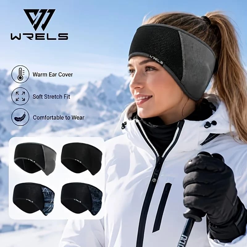 WRELS Thermal Winter Fleece Ear Warmer Headband Windproof Stretch Ear Cover Running Cycling Skiing Cold Weather Sports Ear Cover