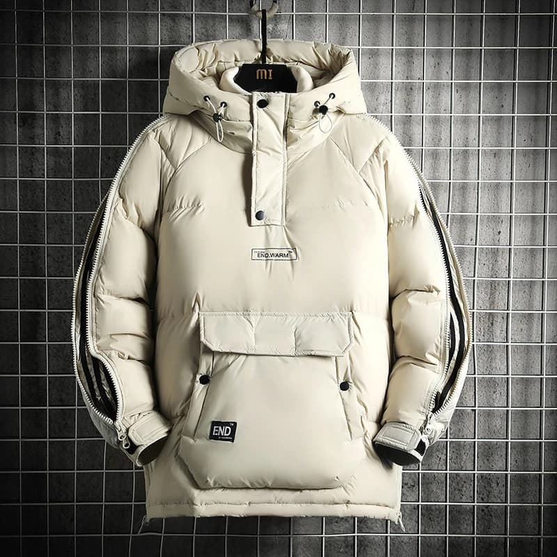 Winter Filled White Duck Down Coat Warm Hooded Pullover Down Jacket Couple Men's Cross-border Jacket Couple style
