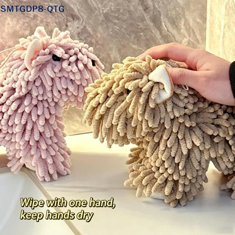NEW Cute Cartoon Puppy Hand Towel For Kitchen And Bathroom Wall Mounted Hanging Fluffy Chenille Towel Absorbent Handball Towels
