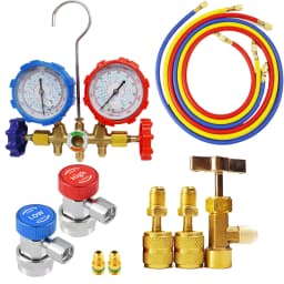 Refrigerant Manifold Gauge Set Diagnostic Air Conditioning Tool Hook Hose for R410A R22 R404A R134A Refrigerant Charging
