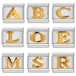 2025 New Fashion 26 English Letter Italian Charm Chain DIY Bracelet Gold Plated Letter Neutral Jewelry