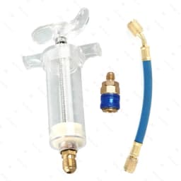 R134A Liquid Fuel Injector 2Oz Oil/Dye Syringe Car Air Conditioner Refill Dye/Oil Injector 1/4 Inch Sae Refrigerant Fluid Filler