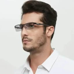Anti-blue Light Photochromic Far Sight Glasses Business Metal Half Frame Reading Glasses Men High-definition Presbyopia Glasses