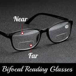 Unisex Square Bifocal Reading Glasses Men Women Vintage Far Near Sighted Eyeglasses Black Frame Clear Lens Presbyopia Eyewear