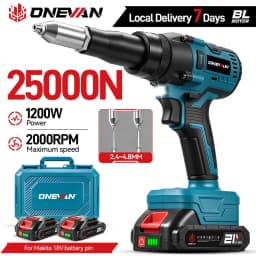 ONEVAN 25000N Brushless Electric Rivet Gun Cordless Rivet Nut Gun Drill Insert Automatic Riveting Tool For Makita 18V Battery Pin