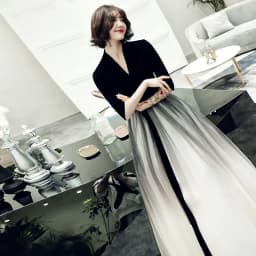 Ele Long Bla Evening Gown Women's 2025 New Sle adual Color Dinner Par Queen Aosphere Maxi Length Evening Dr