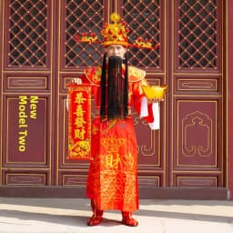 Dance of Fortune God Costume Complete Performance Outfit Cosplay Hat New Year Celebration Opening Ceremony Full Set Visit