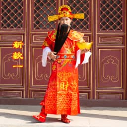 Dance of Fortune God Costume Complete Performance Outfit Cosplay Hat New Year Celebration Opening Ceremony Full Set Visit