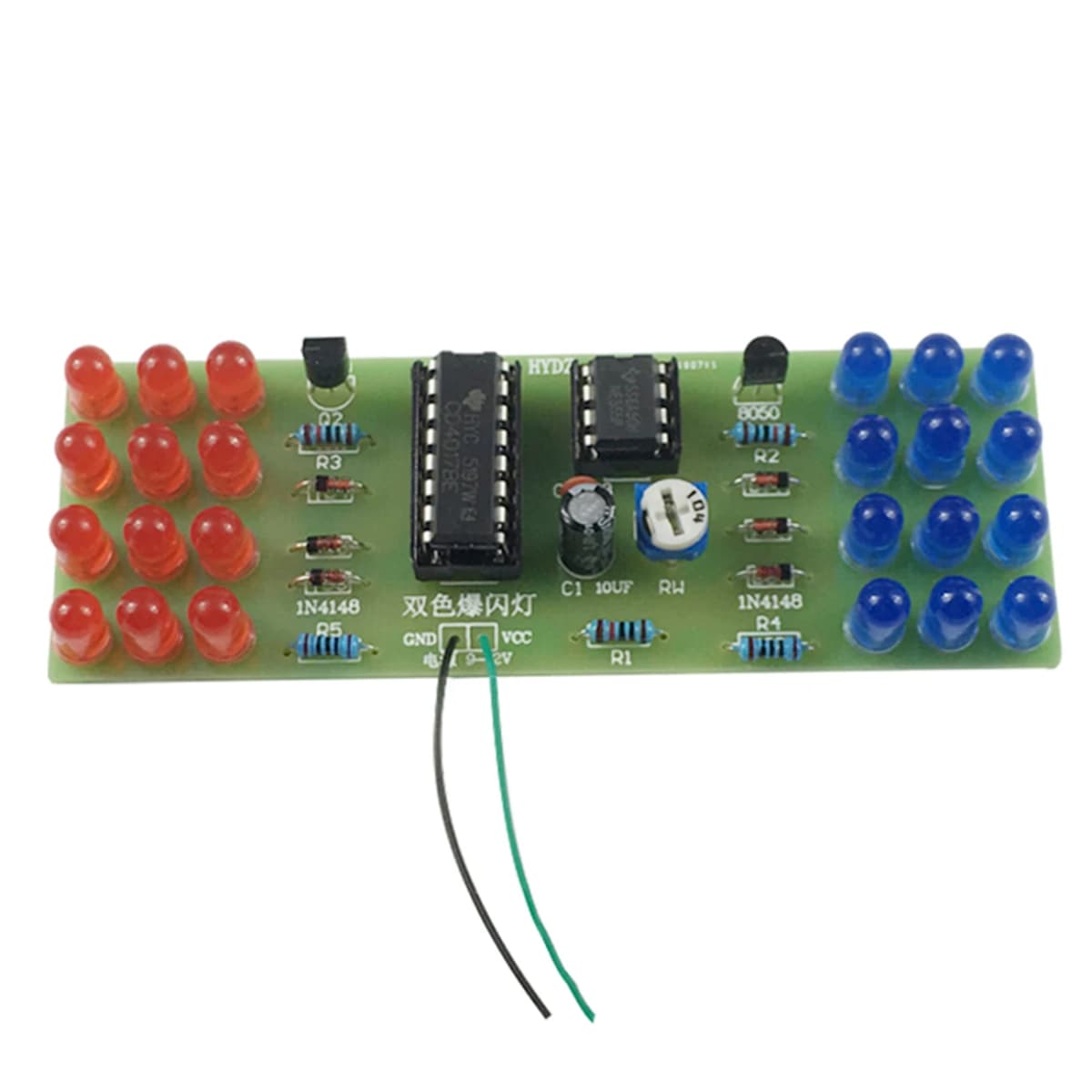 Red Blue Double Color Flashing Lights Kit Strobe NE555 + CD4017 Practice Learning DIY Electronic Kits