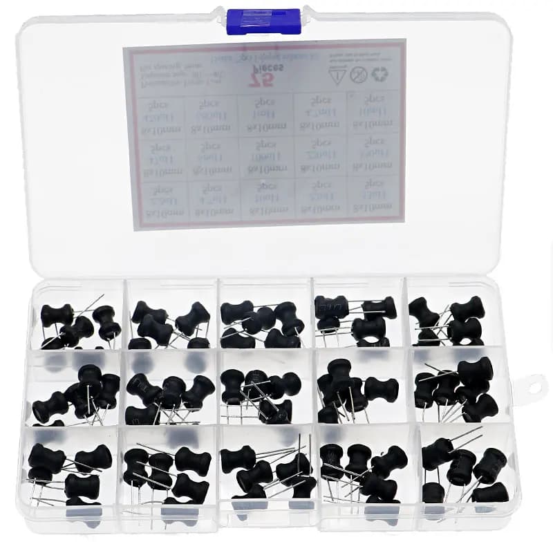 75pcs/Box 8 x 10mm cylindrical Power Inductor Kit 2.2UH 4.7UH 10UH 22UH 33UH 47UH 68UH 100UH 220UH 330uh 470uh 680uh 1MH 10MH