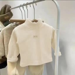 Children's Autumn Winter Half High Neck Pullover Long Sleeve Bottom Shirt Kids Baby Boys Girls Clothing Tops