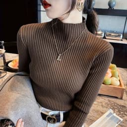 Winter Long Sleeve Mock Neck Knitted Women Sweater Pullover Slim Knit Sweater Women Tops Blusas Mujer De Moda 2024 Blusa J995
