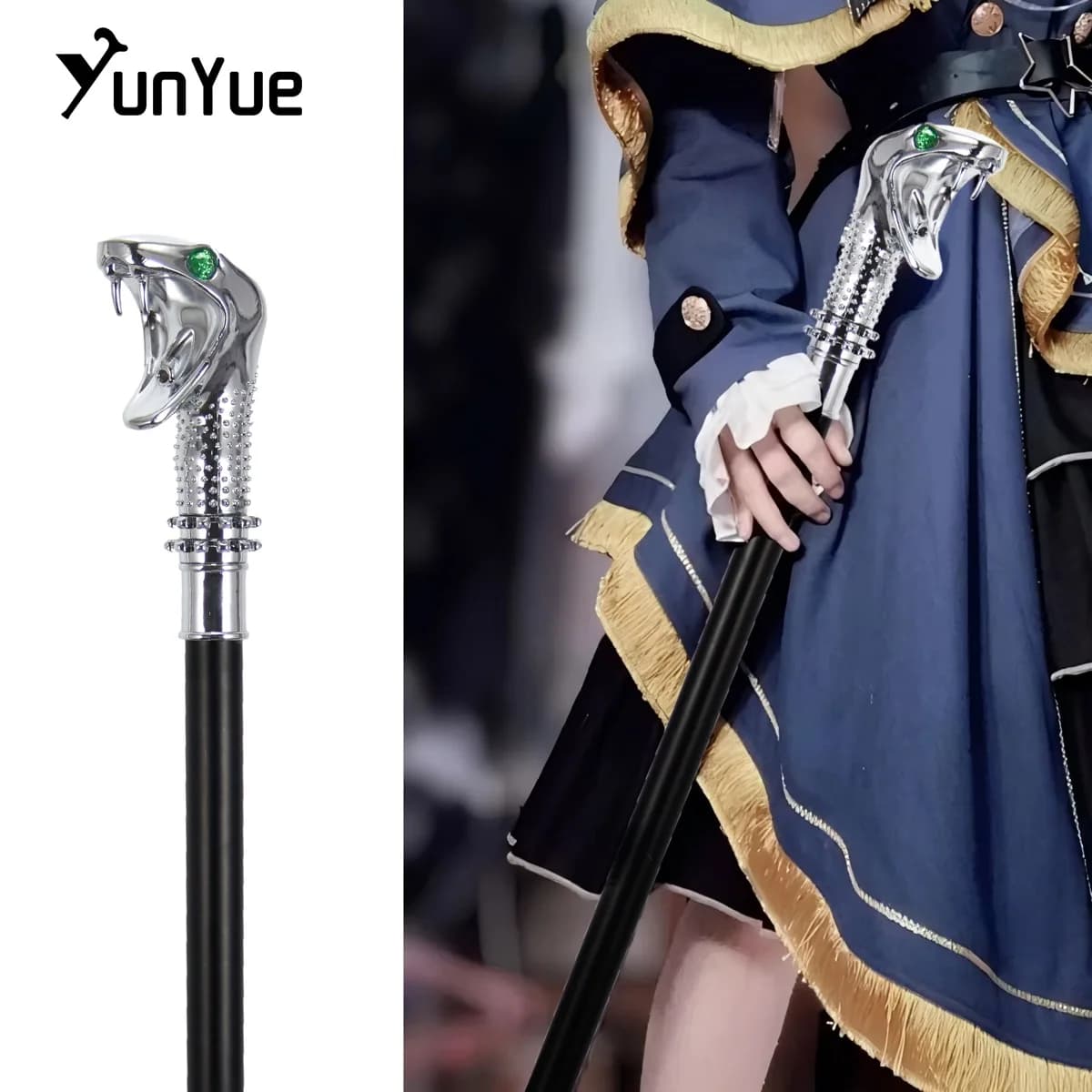 White Luxury Snake Handle Fashion Walking Stick for Party Man Elegant Fashion Vintage Hand Cane Lady Dress Matching Walking Cane