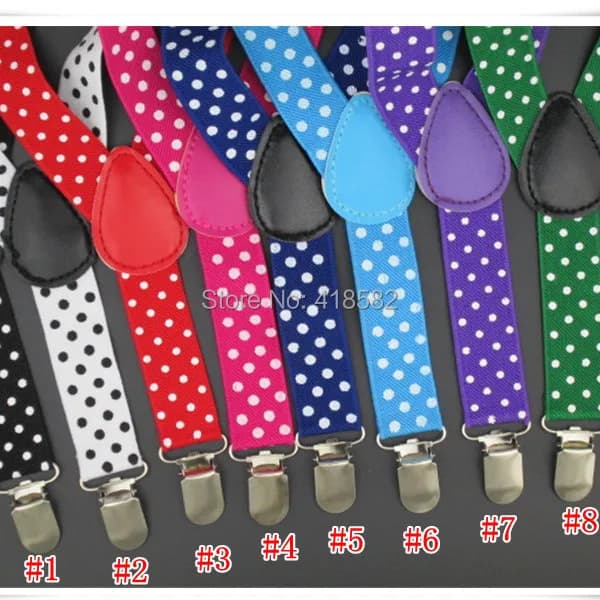 BD006-S 2.5*65CM Baby suspenders Dot print 11 colors adjustable kids pant suspenders for 1-8 years boys and girls free shipping