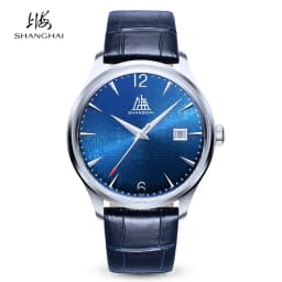 SHANGHAI Couple Automatic Watches 39mm Sapphire Mechanical Watch Date Display Flower Pattern Dial 316L Stainless Steel New S5001