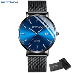 CRRJU Women Watch Fashion Quartz Waterproof Slim Stylish with Date Couple Wristwatch Mesh Strap Clock for unisex reloj hombre