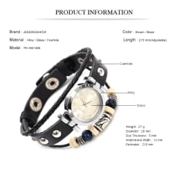 Men's Antique Punk Vintage Quartz Watch with Handmade Leather Bracelet Unisex Streetwear Fashion Accessory Gift