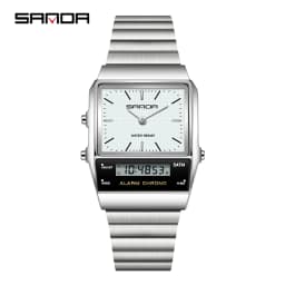 SANDA Fashion Quartz Digital Men's Watch Waterproof Casual Watch Wear-resistant Stainless Steel Couple Strap Watch