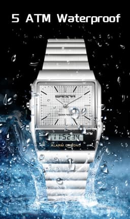 SANDA Fashion Quartz Digital Men's Watch Waterproof Casual Watch Wear-resistant Stainless Steel Couple Strap Watch